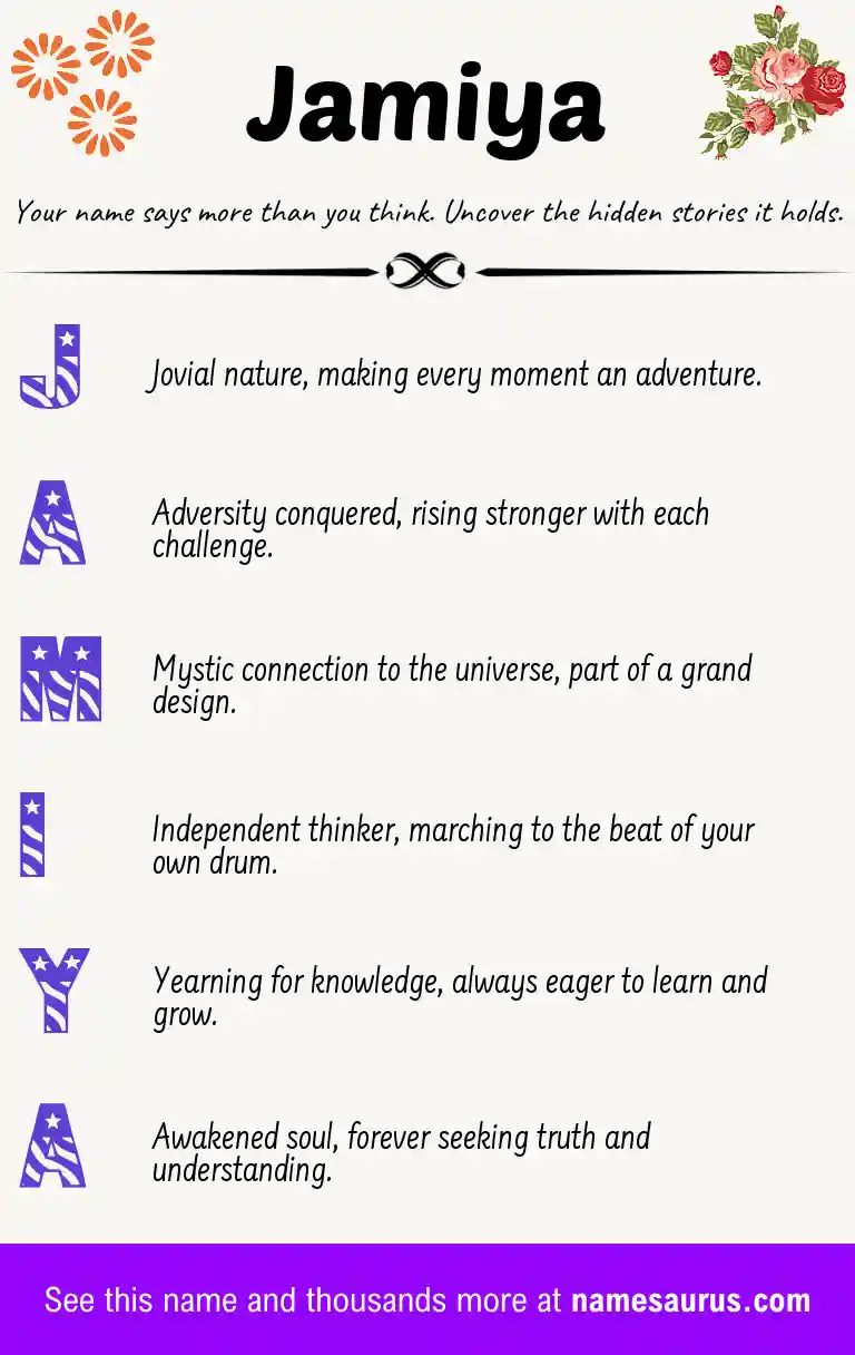Acrostic poem about Jamiya.