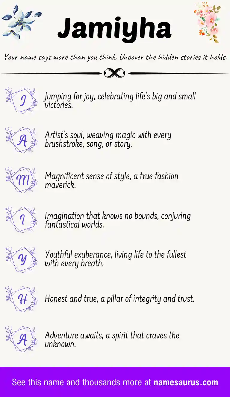 Acrostic poem about Jamiyha.