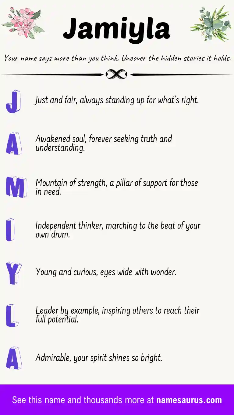 Acrostic poem about Jamiyla.