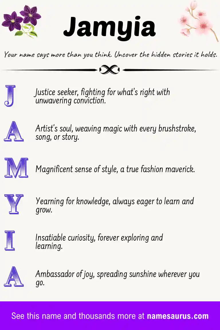 Acrostic poem about Jamyia.
