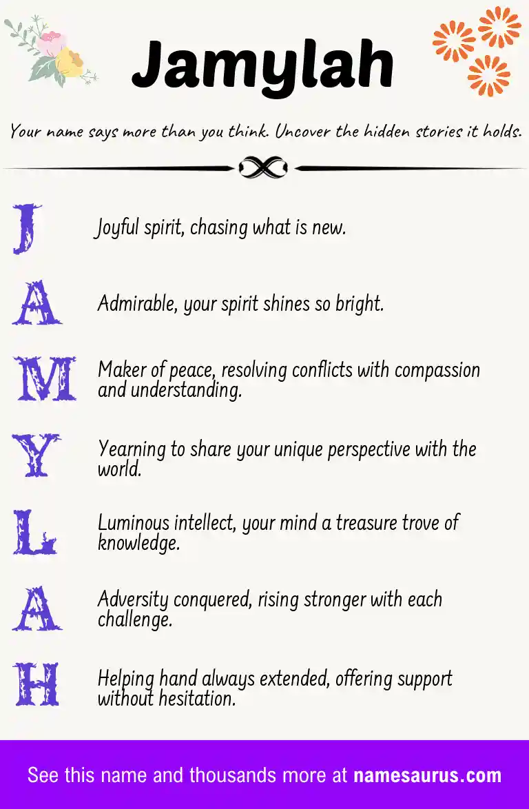 Acrostic poem about Jamylah.