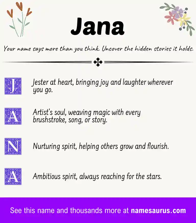 Acrostic poem about Jana.
