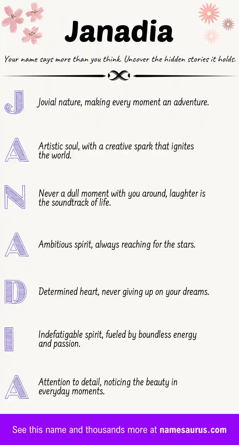 Acrostic poem about Janadia.