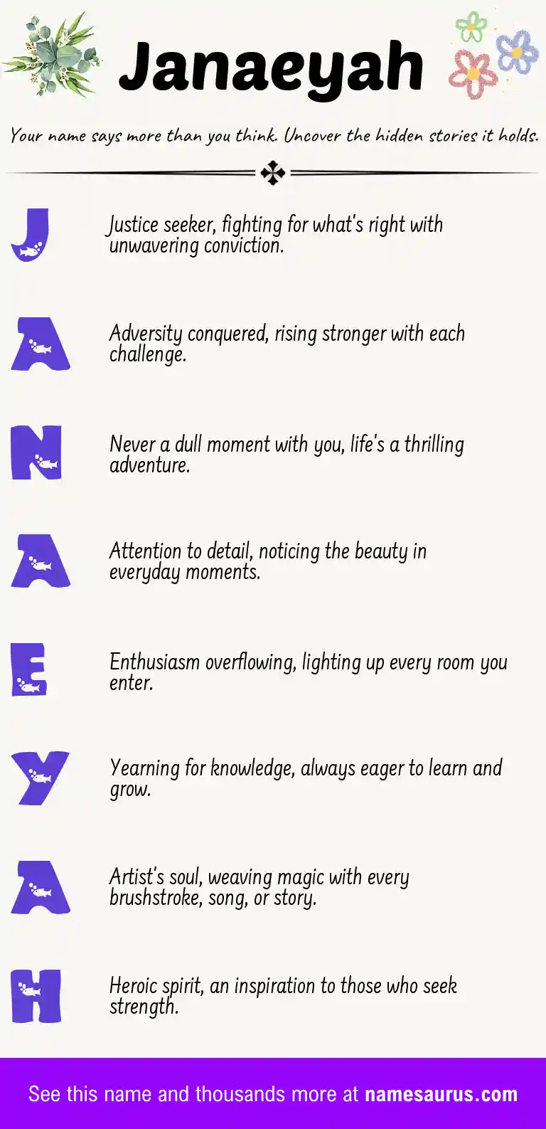 Acrostic poem about Janaeyah.