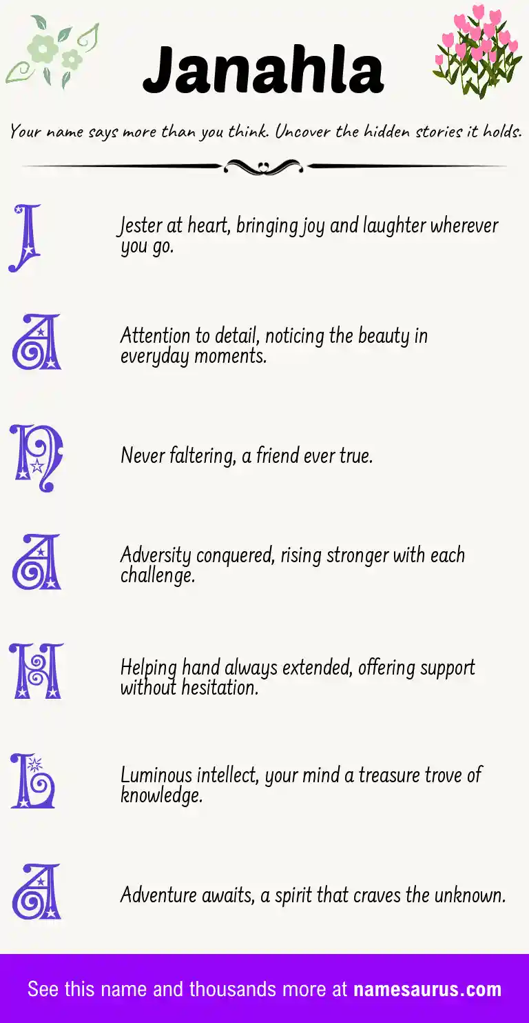 Acrostic poem about Janahla.