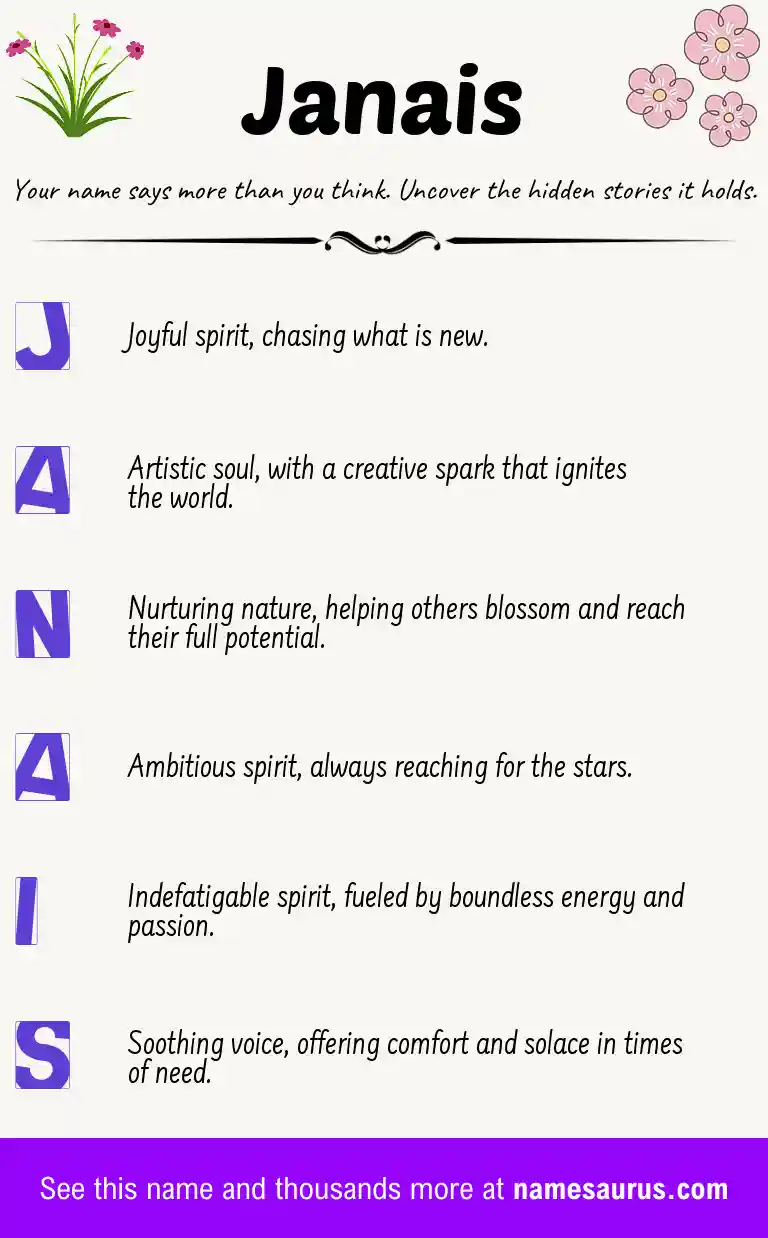 Acrostic poem about Janais.