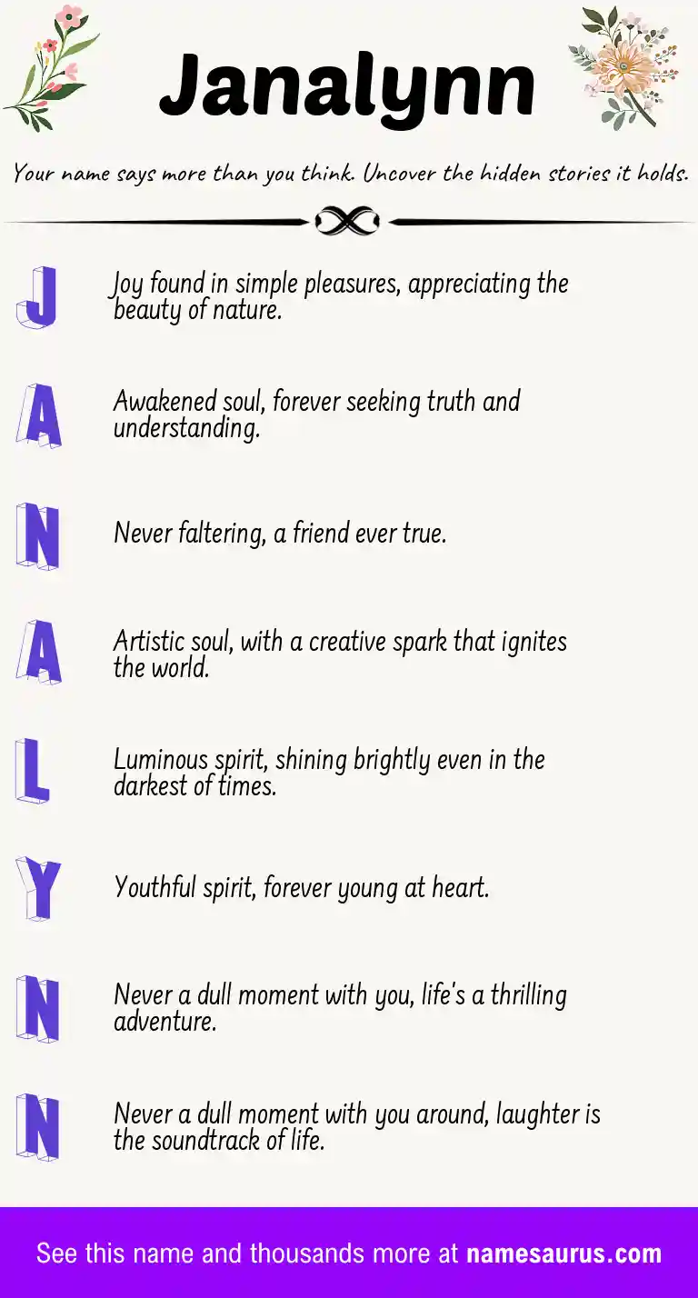 Acrostic poem about Janalynn.