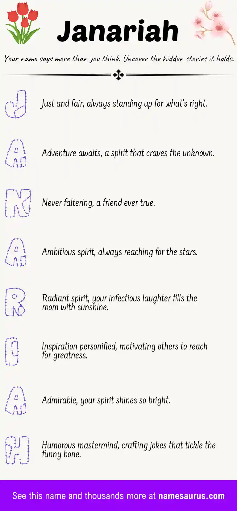 Acrostic poem about Janariah.