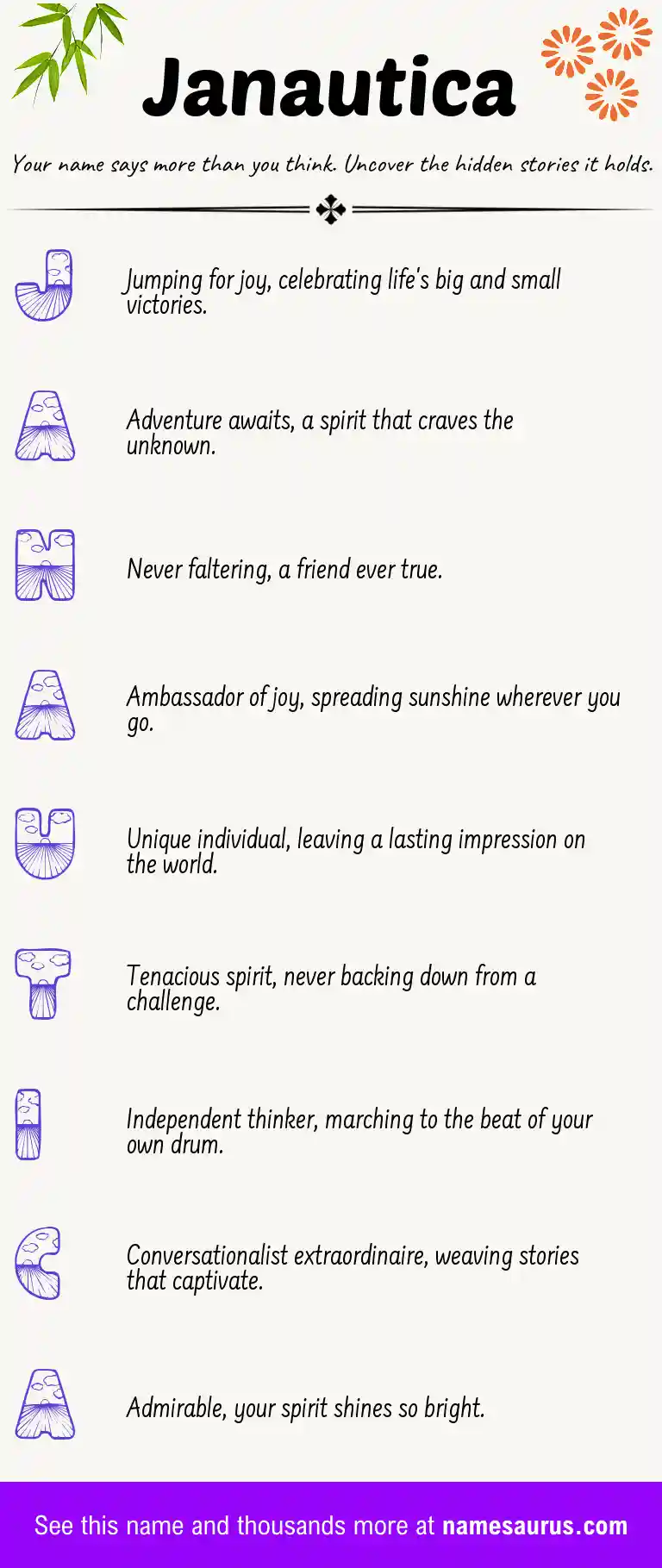 Acrostic poem about Janautica.