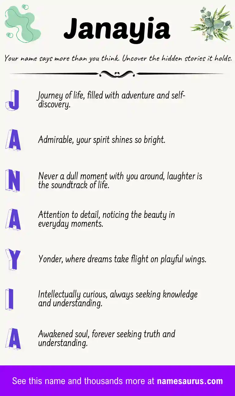Acrostic poem about Janayia.