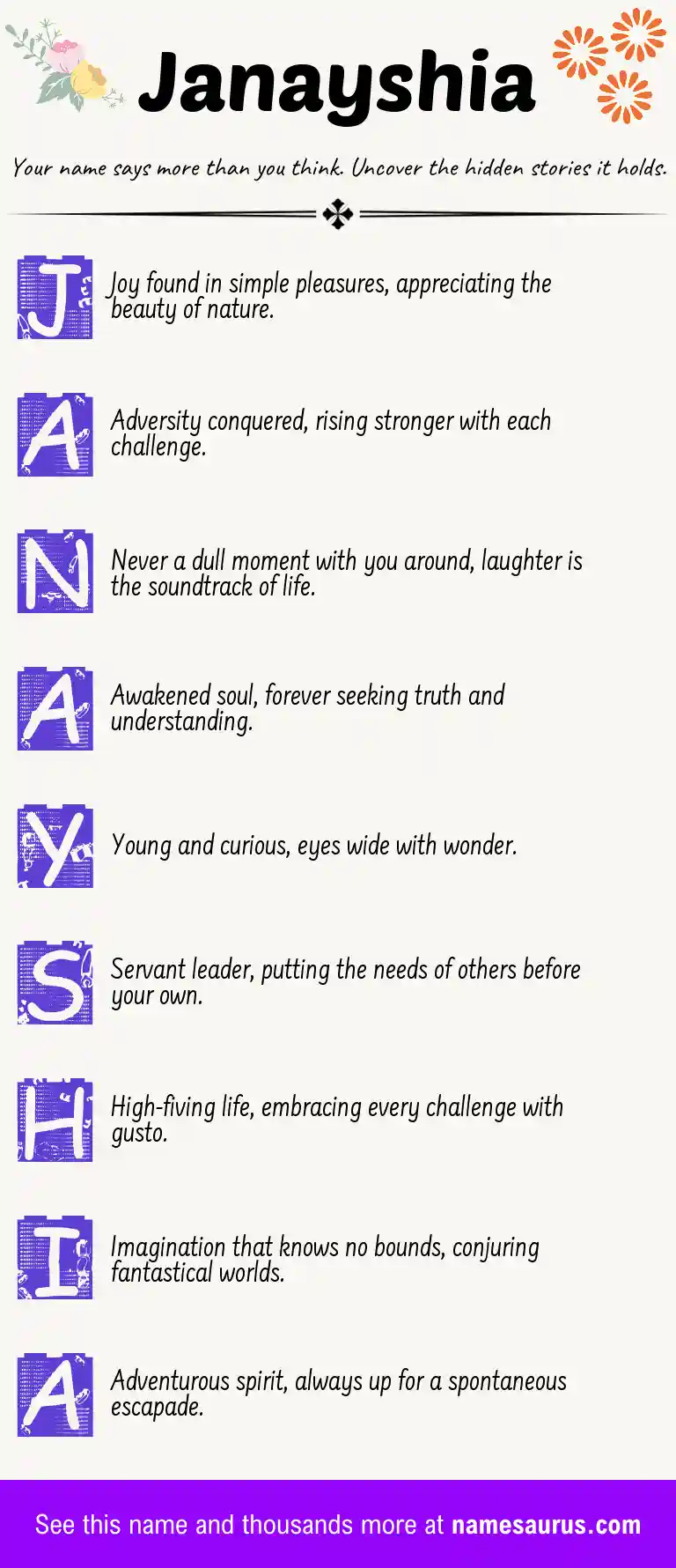 Acrostic poem about Janayshia.