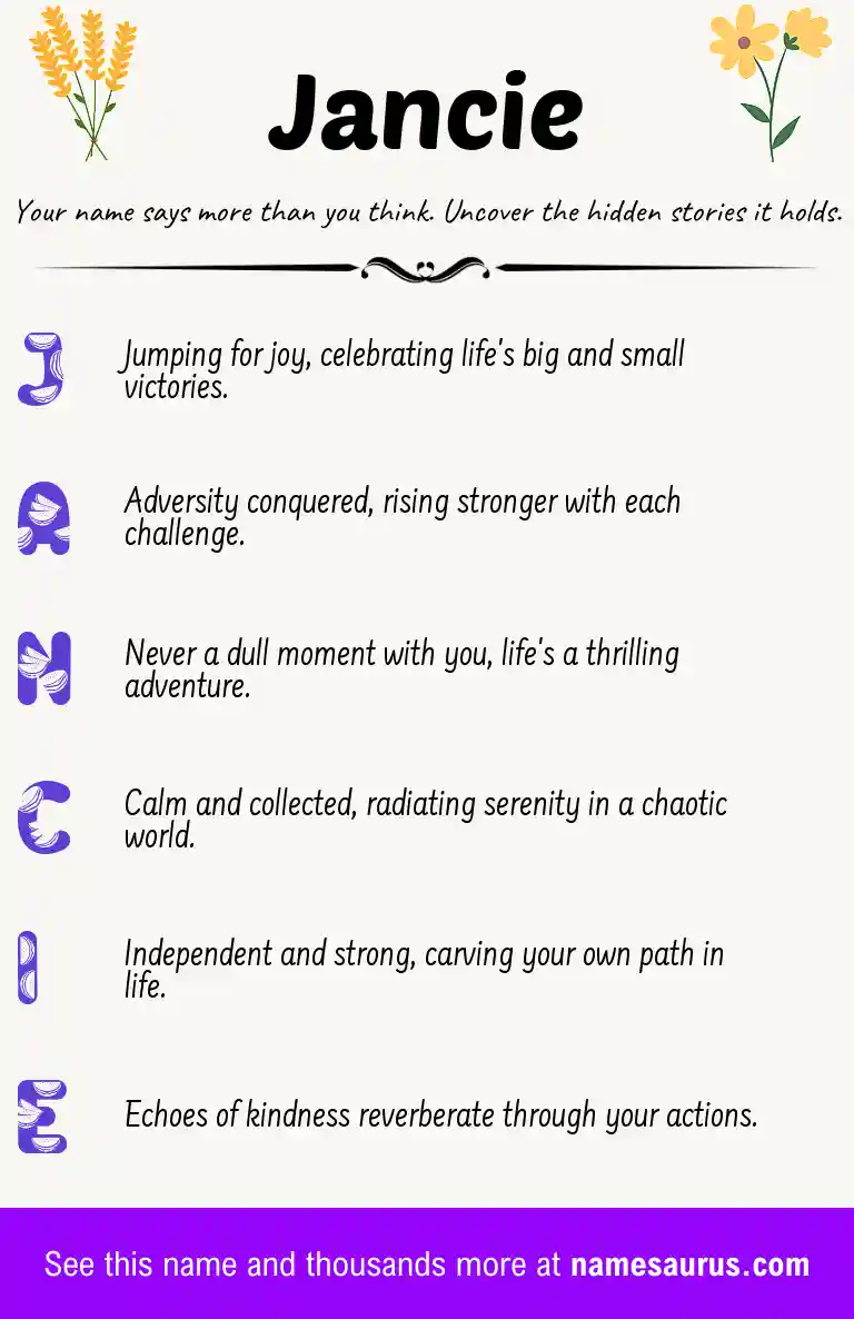 Acrostic poem about Jancie.