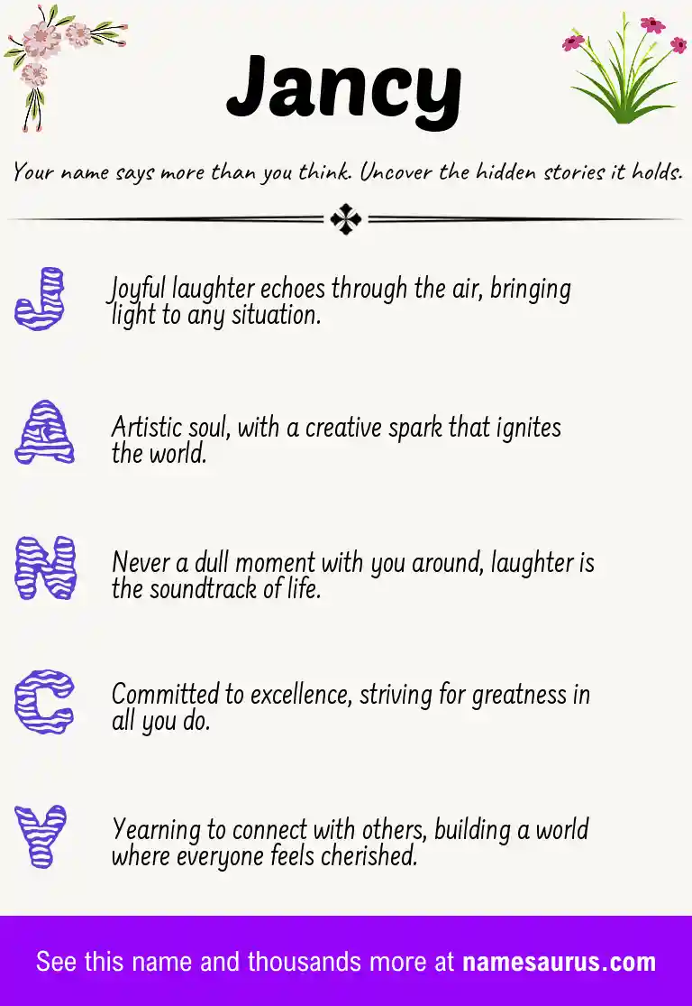 Acrostic poem about Jancy.