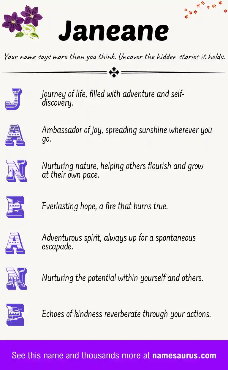 Acrostic poem about Janeane.