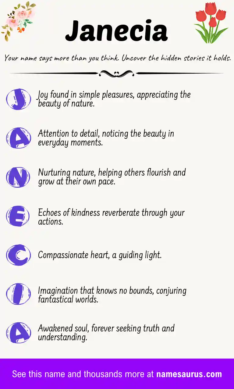 Acrostic poem about Janecia.