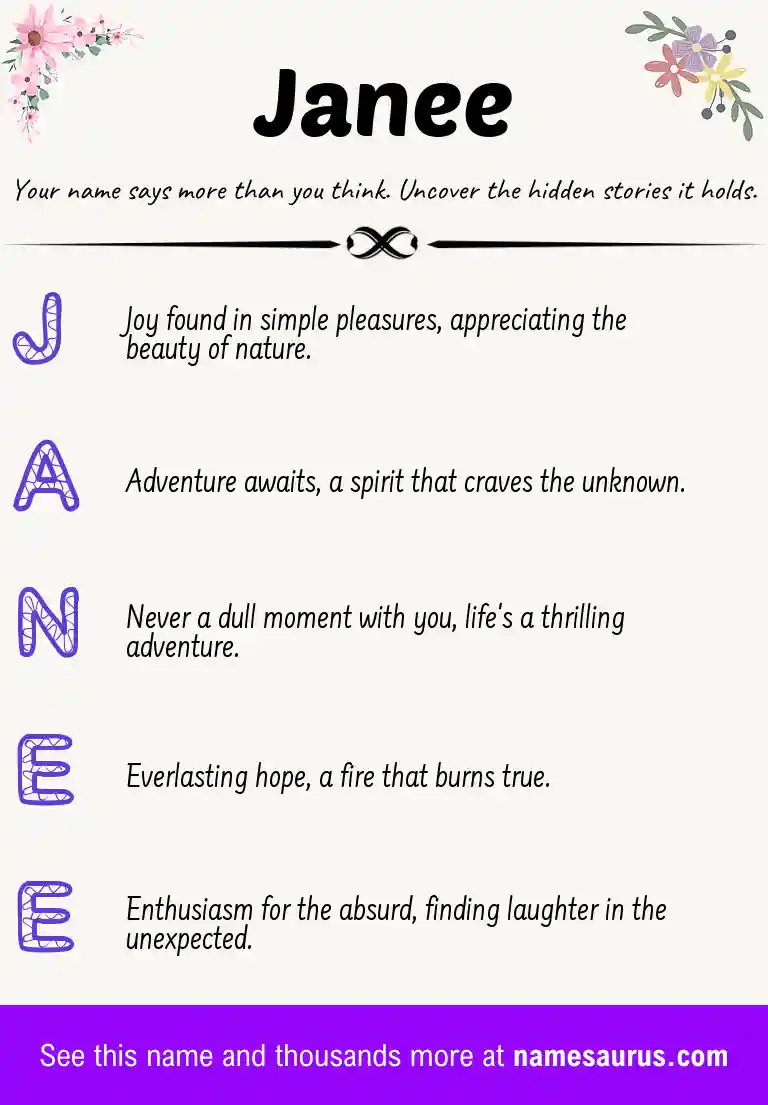 Acrostic poem about Janee.