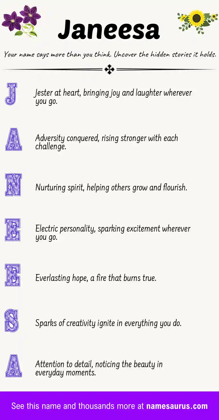 Acrostic poem about Janeesa.