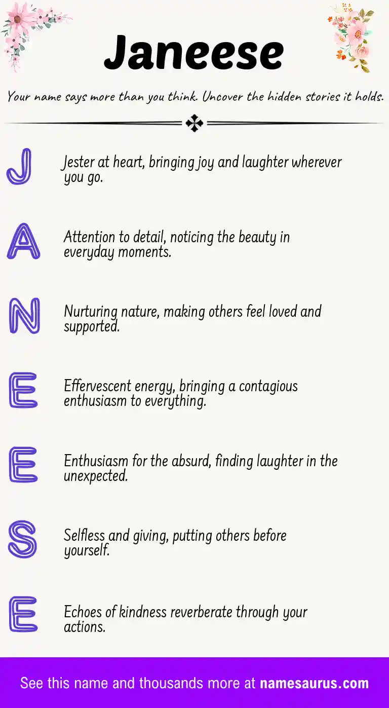 Acrostic poem about Janeese.