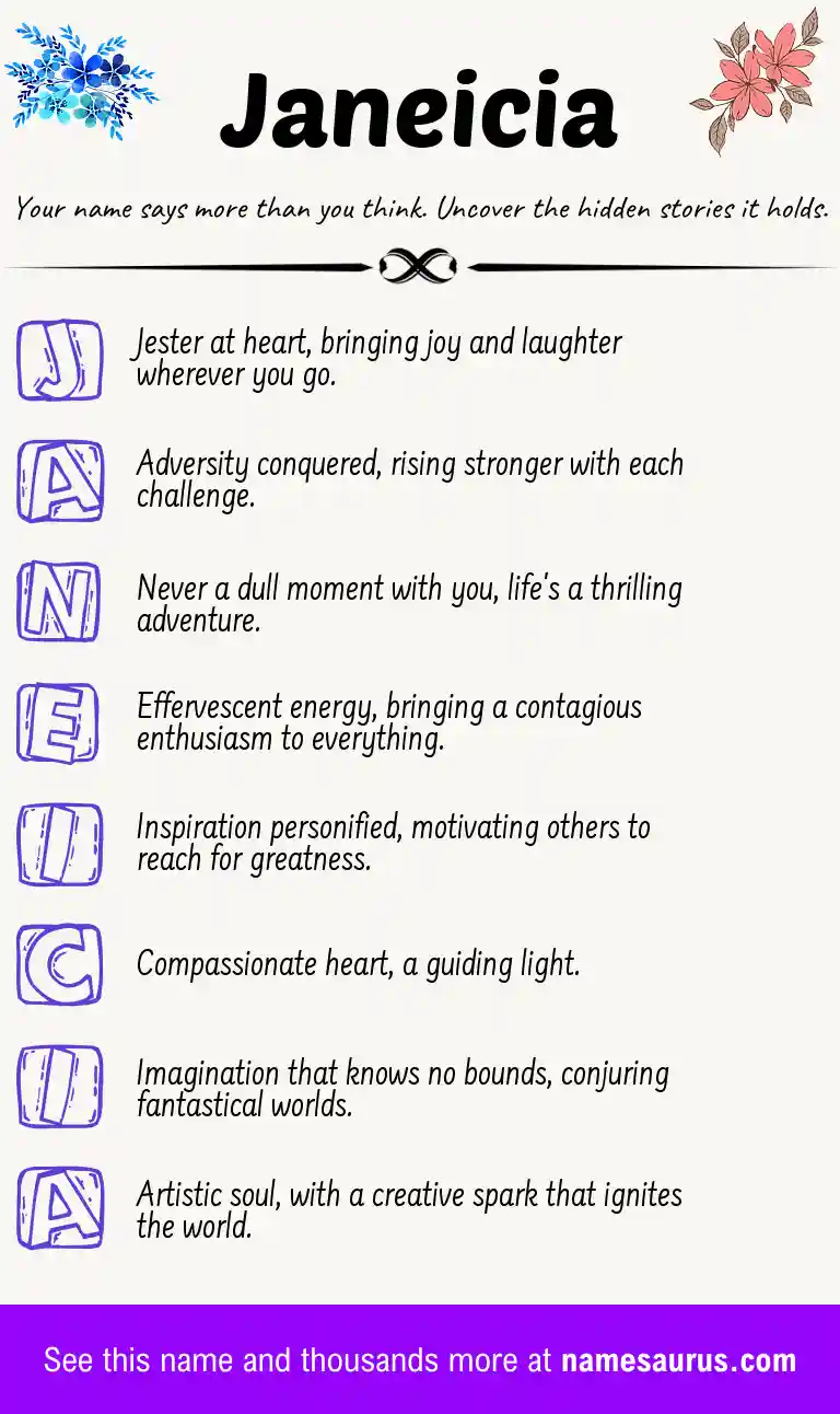 Acrostic poem about Janeicia.