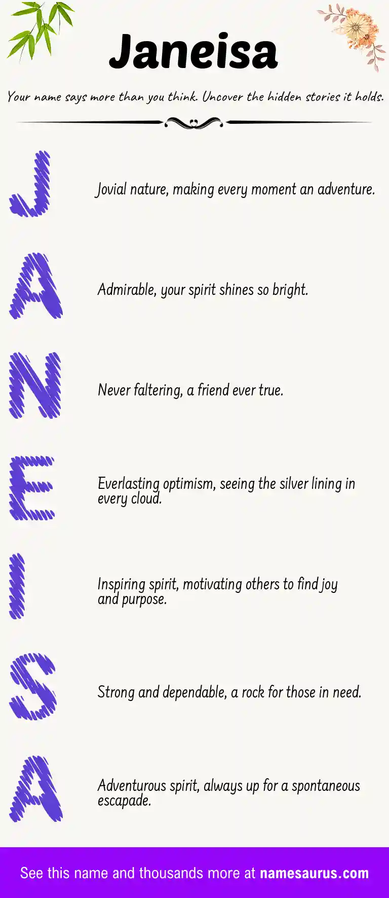 Acrostic poem about Janeisa.