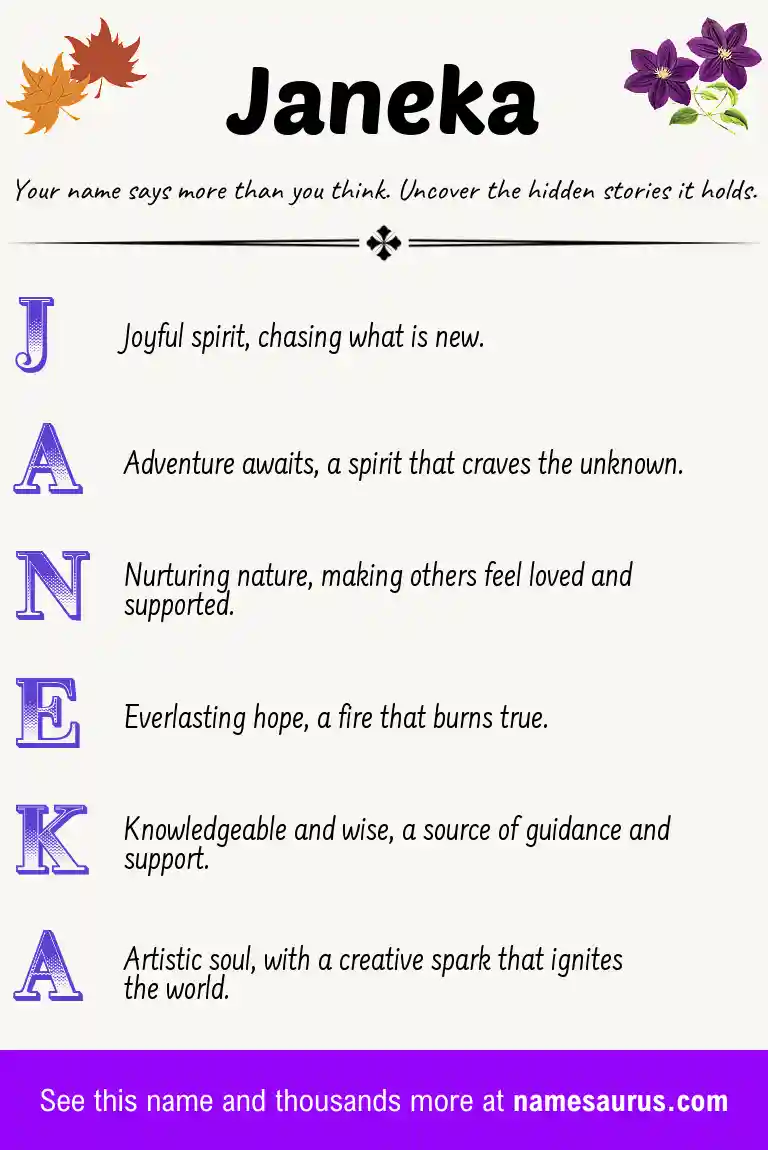 Acrostic poem about Janeka.