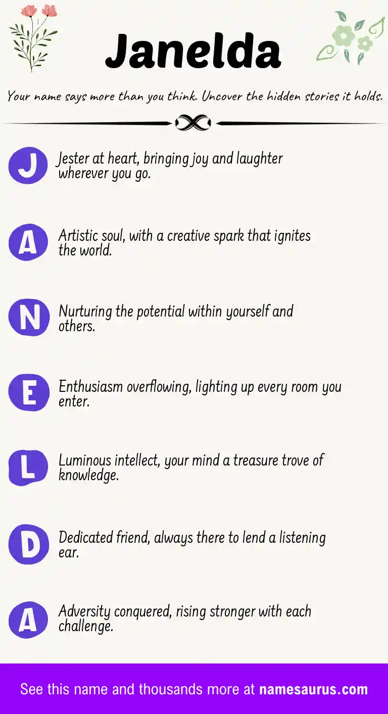 Acrostic poem about Janelda.