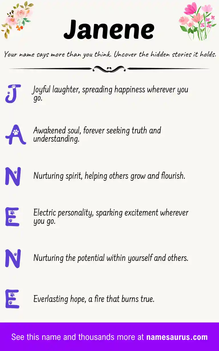 Acrostic poem about Janene.