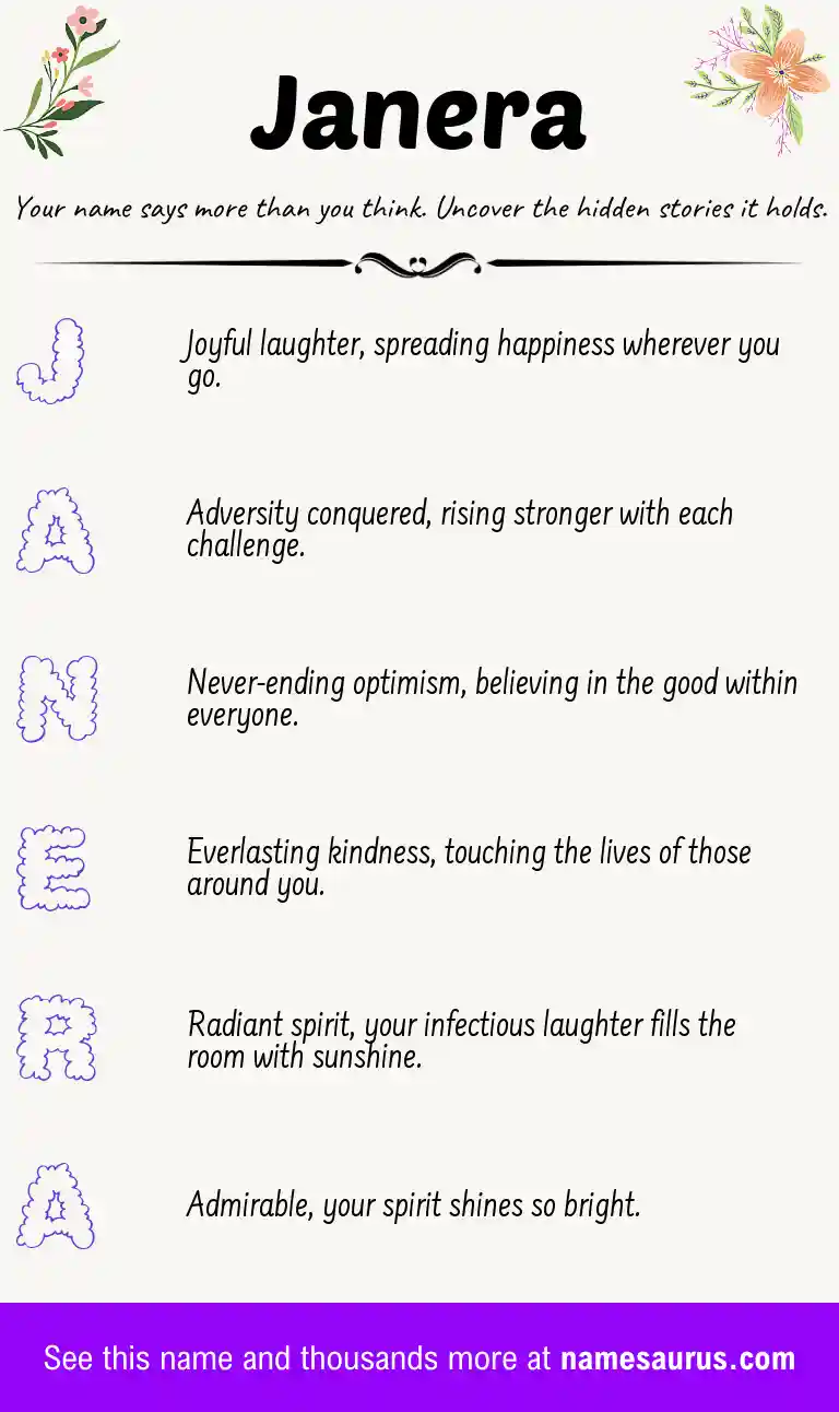 Acrostic poem about Janera.
