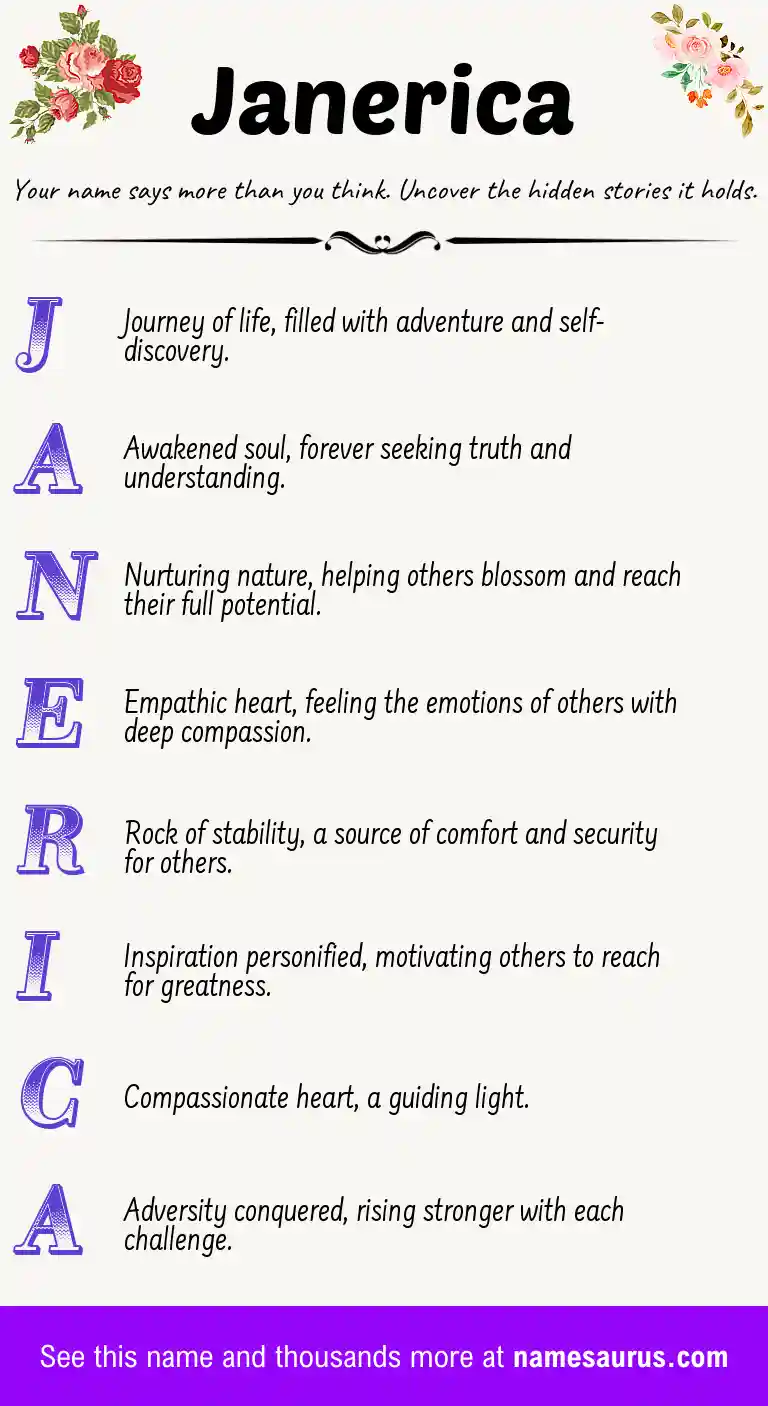 Acrostic poem about Janerica.
