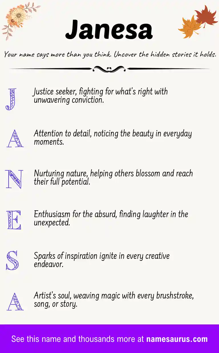 Acrostic poem about Janesa.