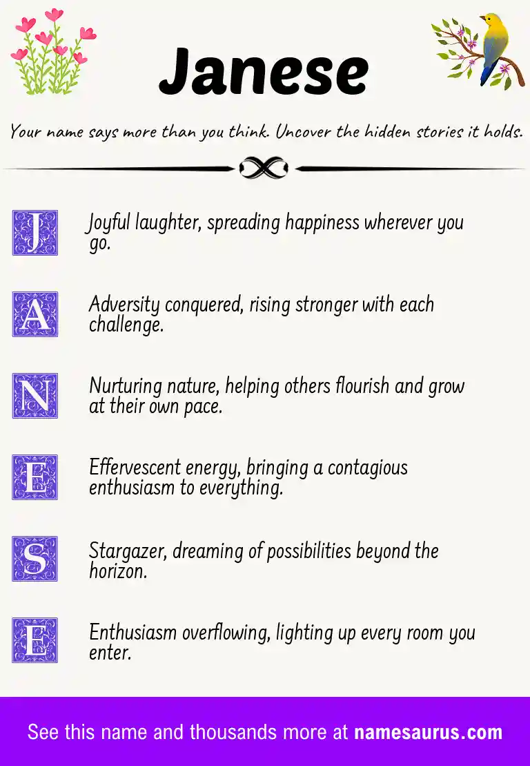 Acrostic poem about Janese.