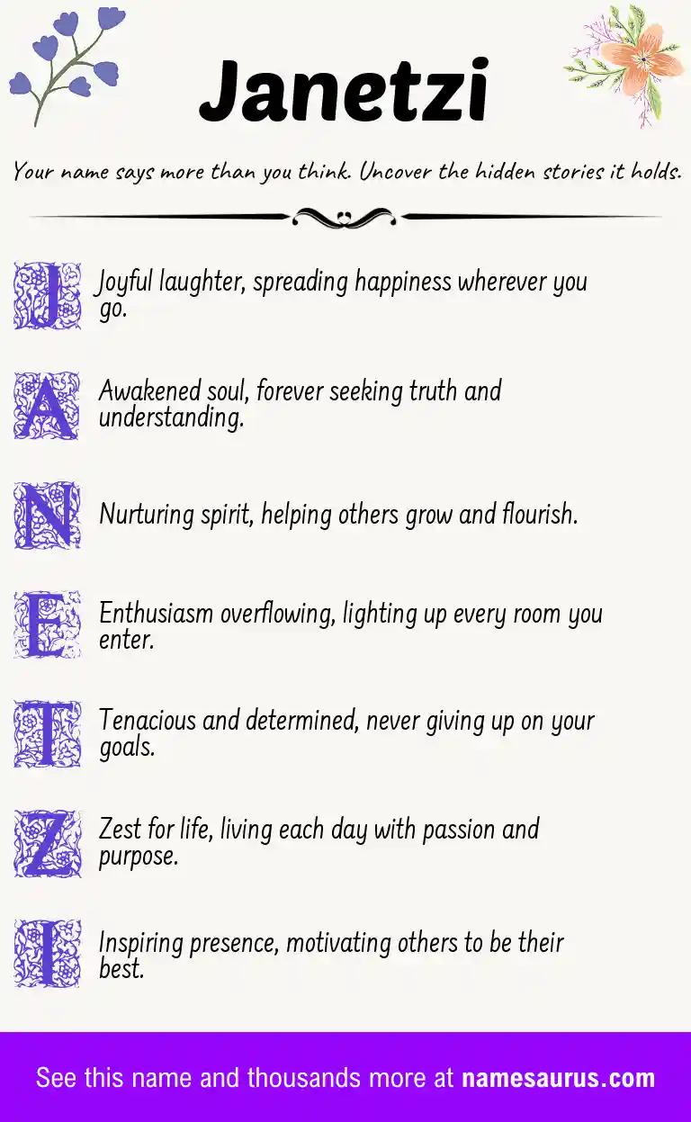 Acrostic poem about Janetzi.