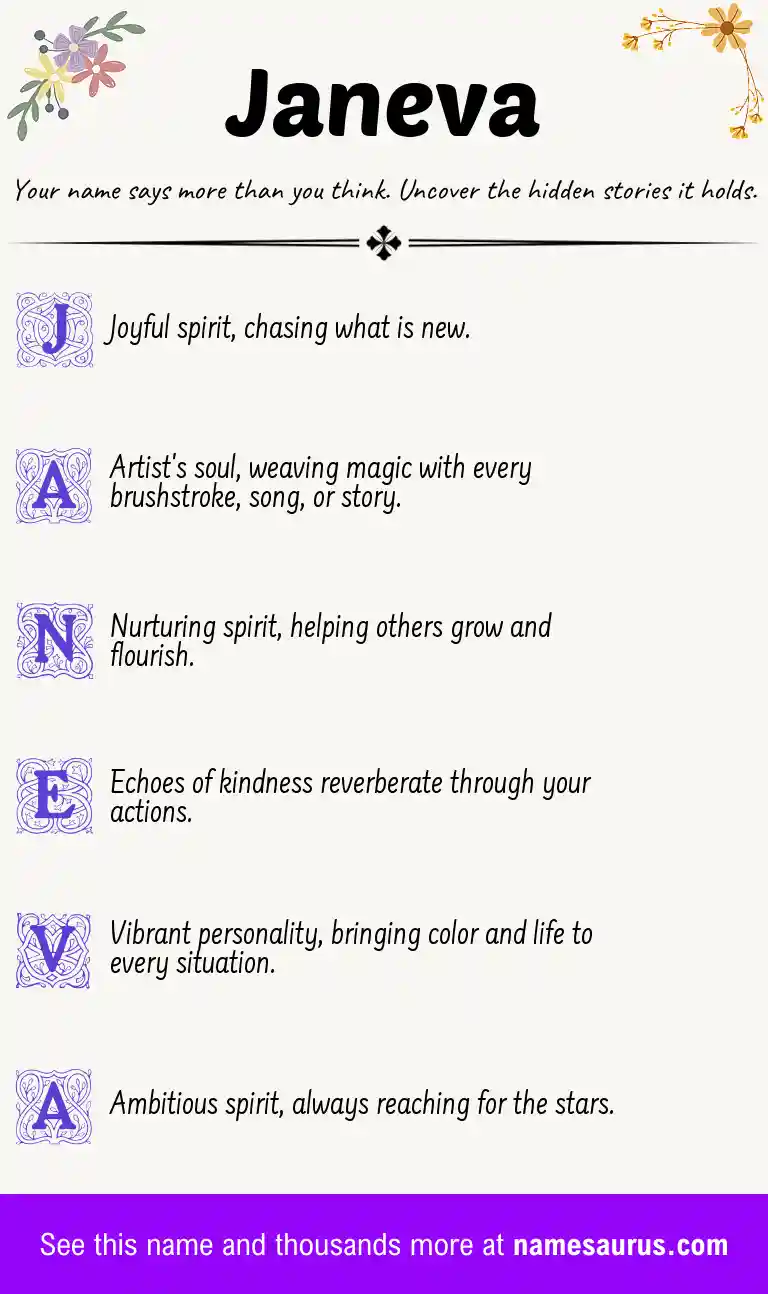 Acrostic poem about Janeva.