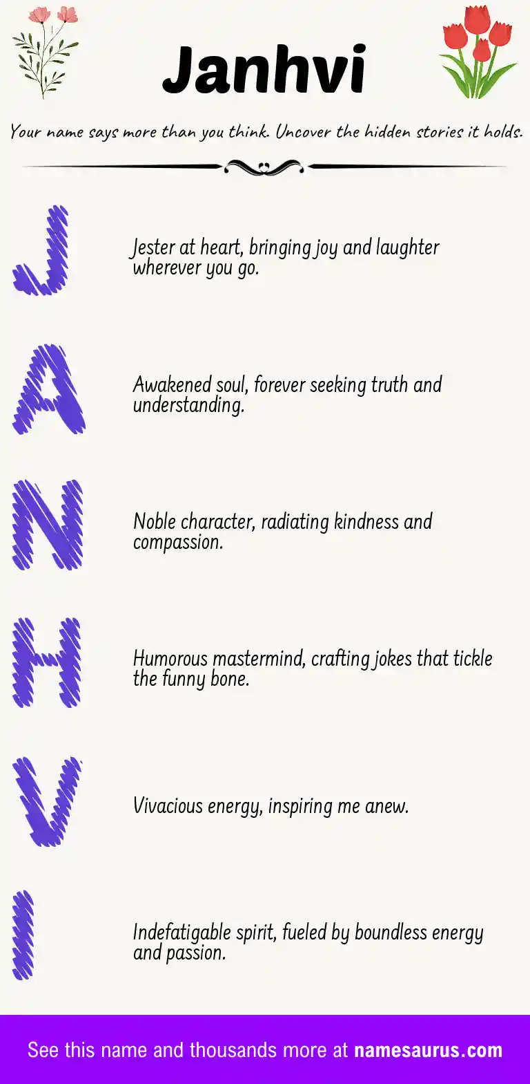 Acrostic poem about Janhvi.
