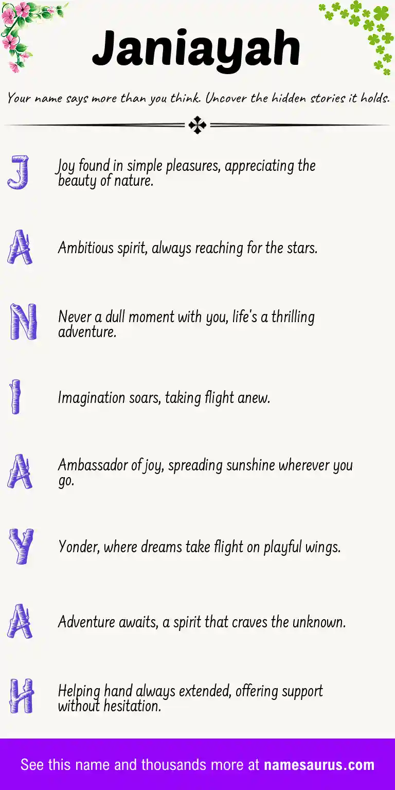 Acrostic poem about Janiayah.