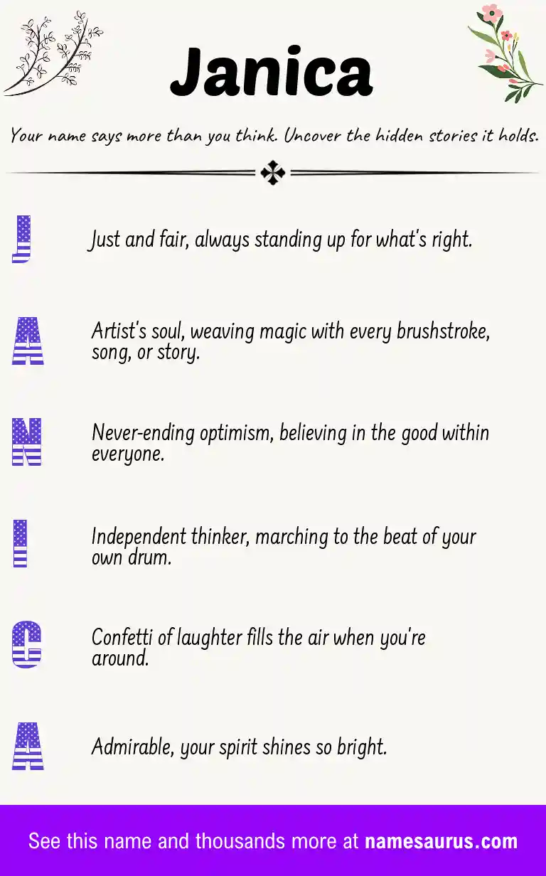 Acrostic poem about Janica.