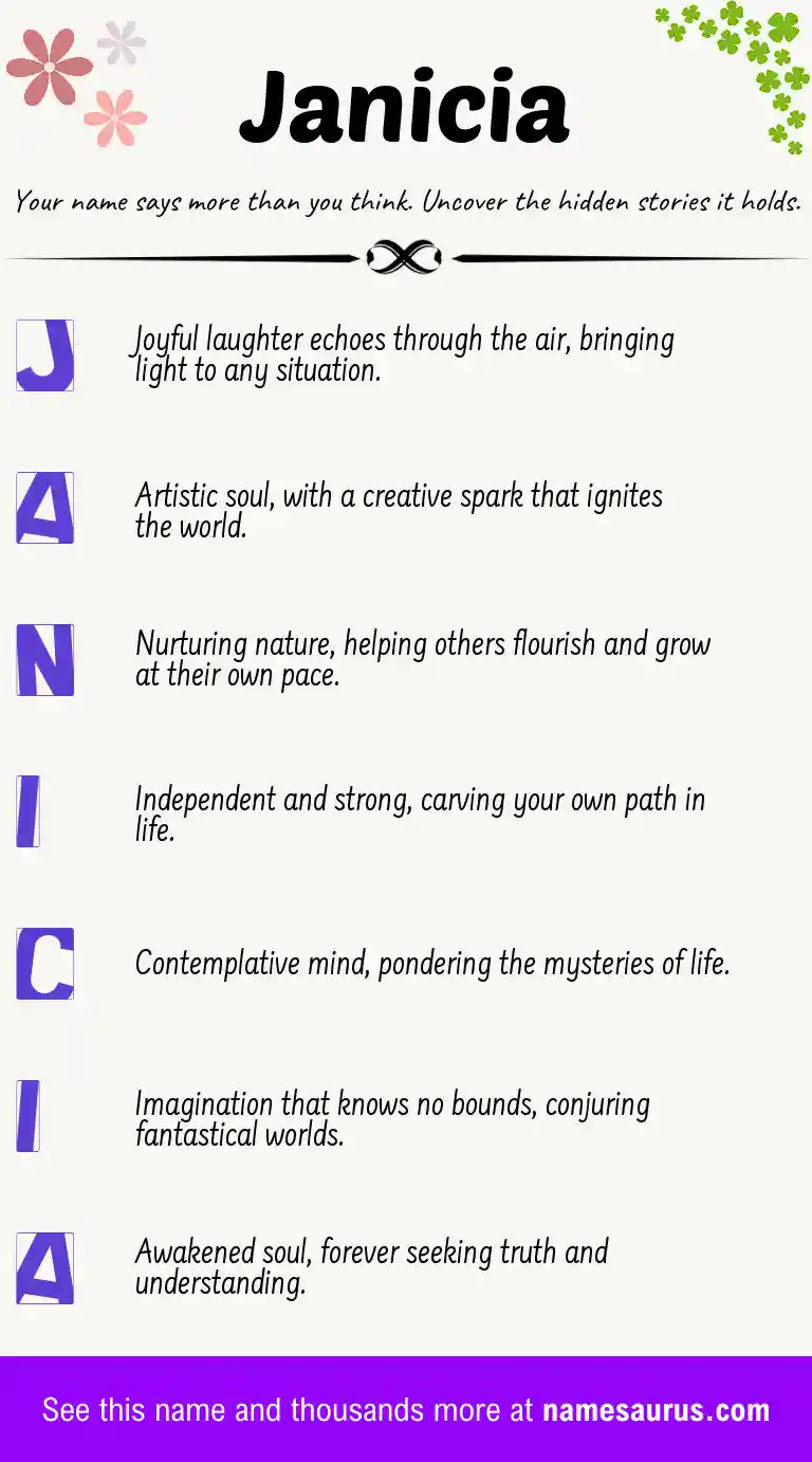Acrostic poem about Janicia.