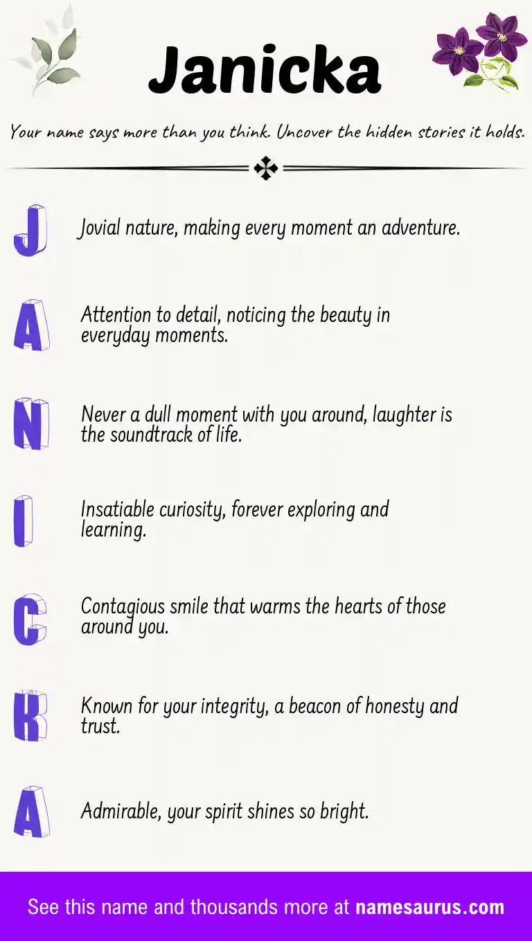 Acrostic poem about Janicka.