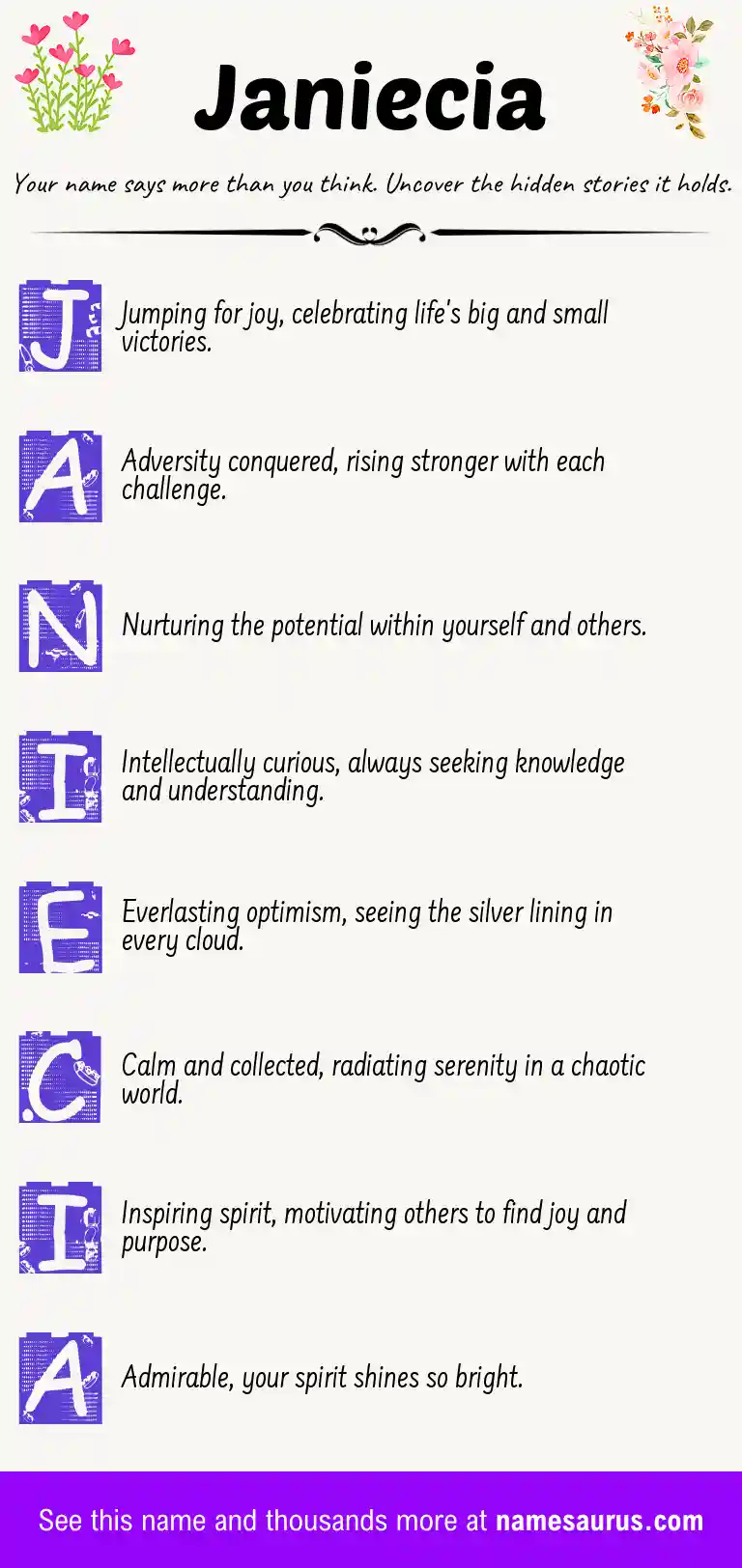 Acrostic poem about Janiecia.