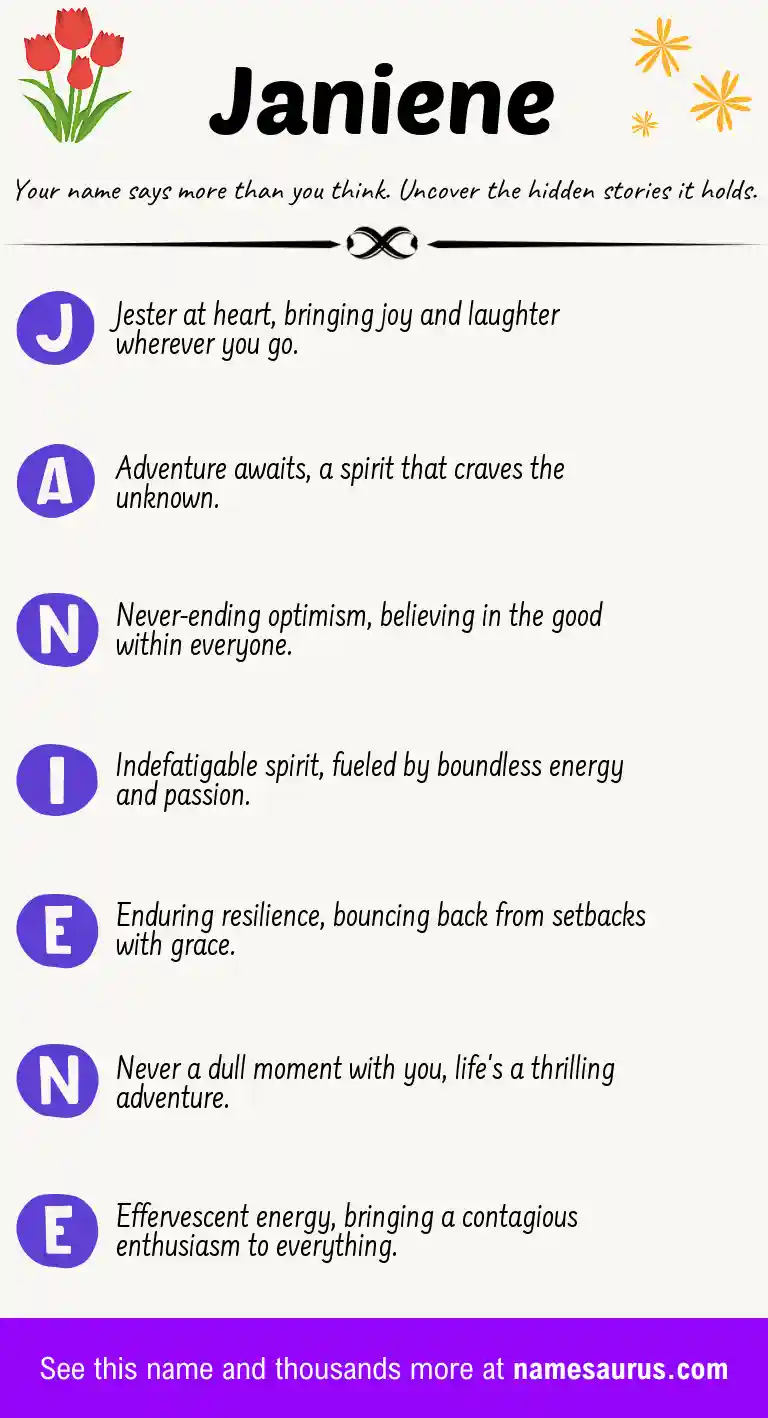 Acrostic poem about Janiene.