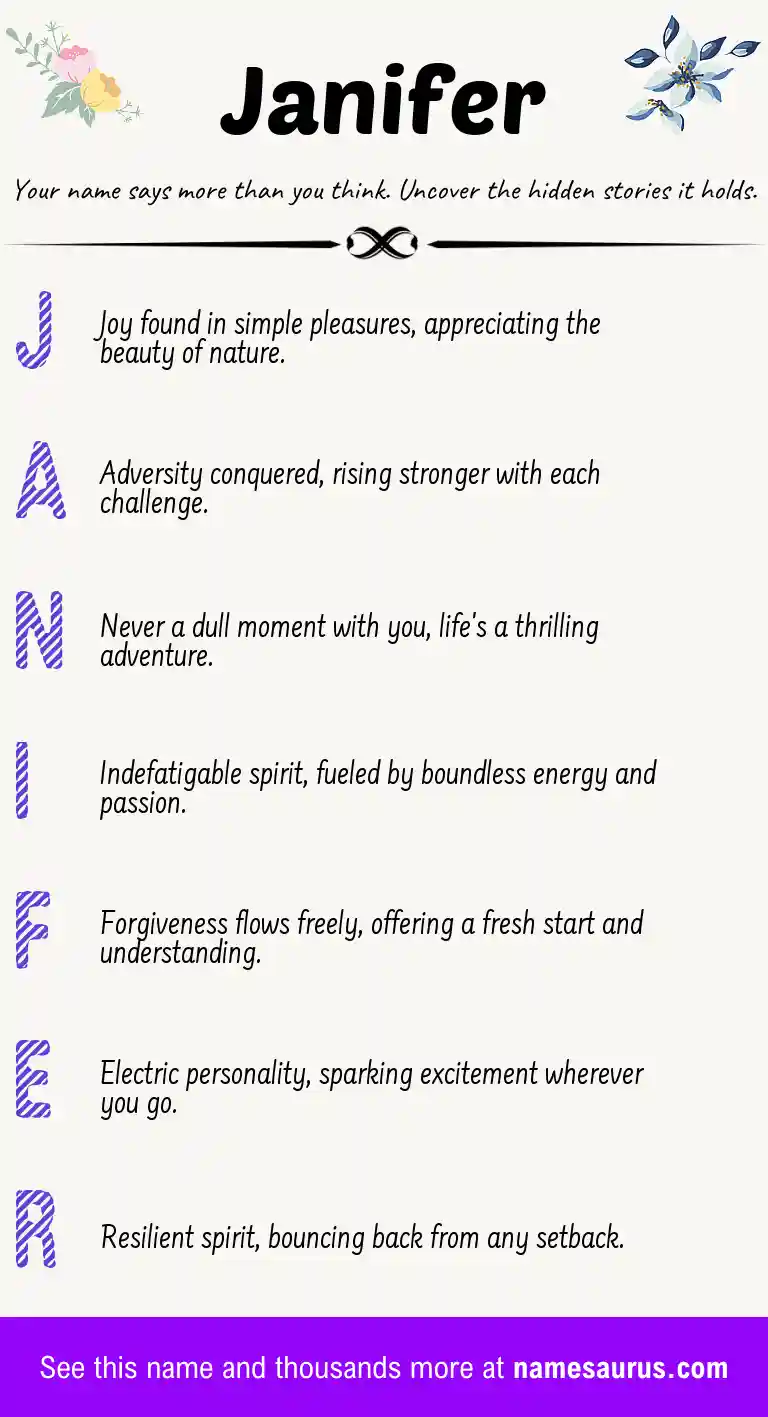 Acrostic poem about Janifer.