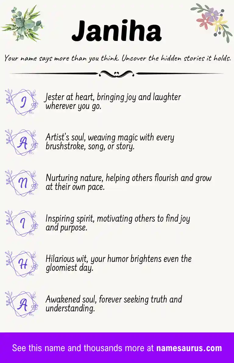 Acrostic poem about Janiha.