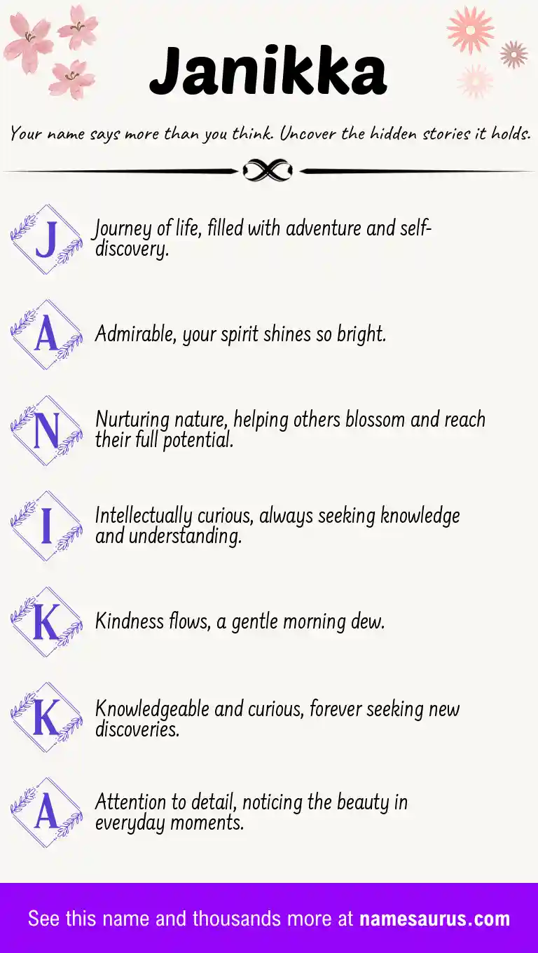 Acrostic poem about Janikka.