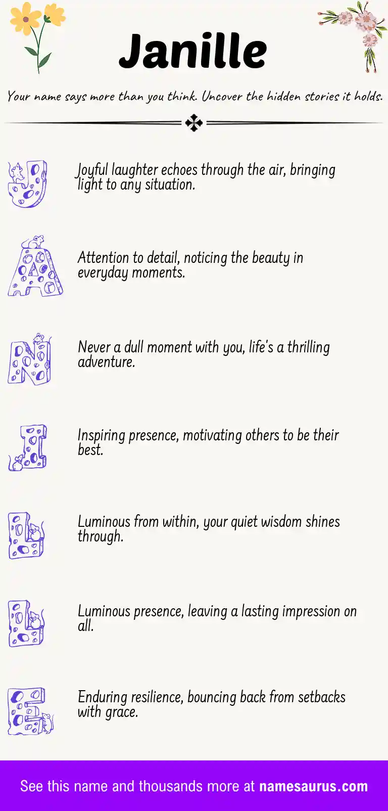Acrostic poem about Janille.