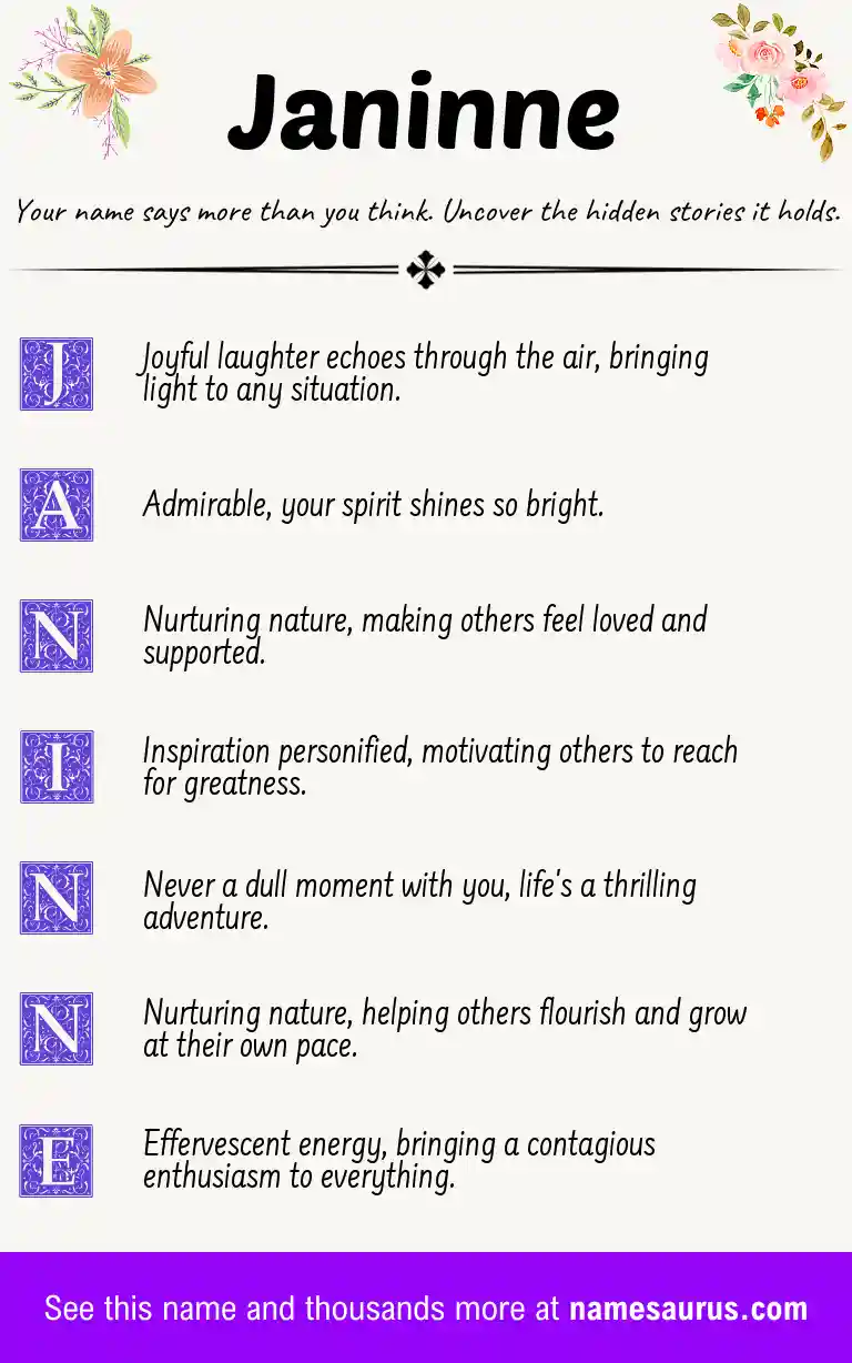 Acrostic poem about Janinne.
