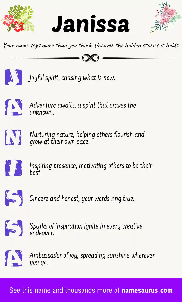 Acrostic poem about Janissa.