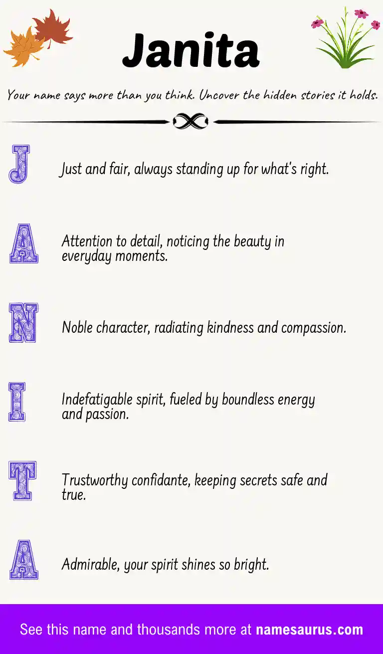 Acrostic poem about Janita.