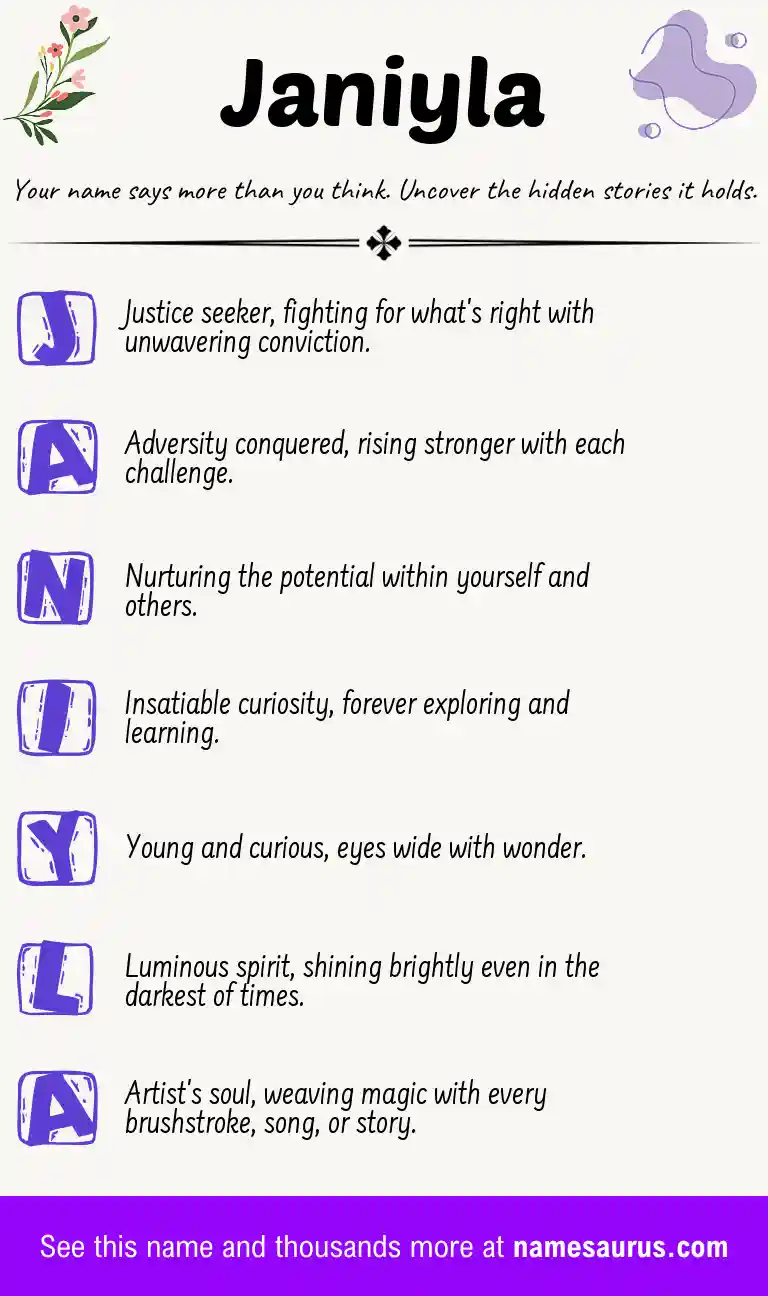 Acrostic poem about Janiyla.