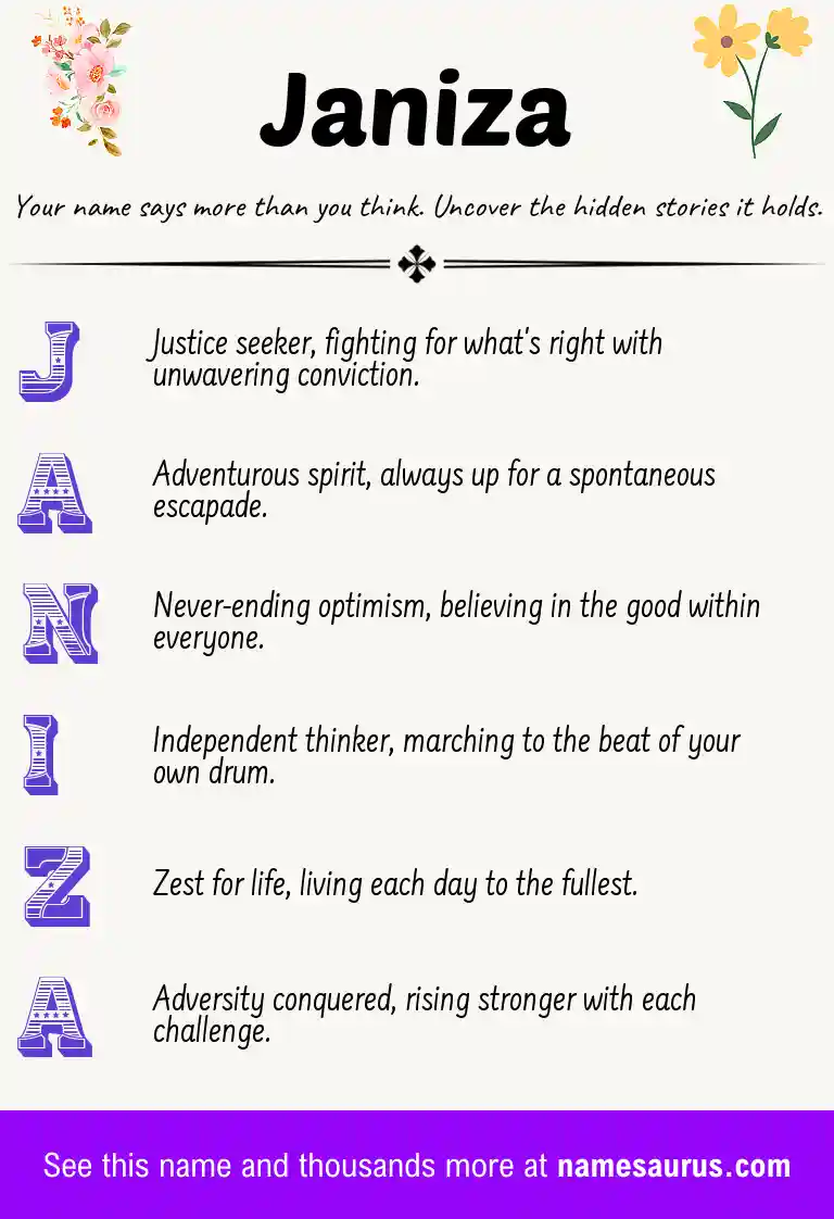 Acrostic poem about Janiza.