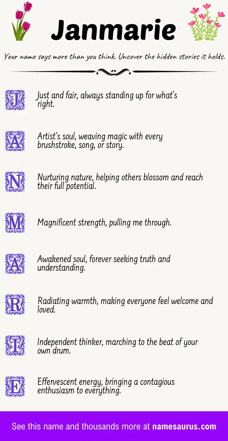 Acrostic poem about Janmarie.